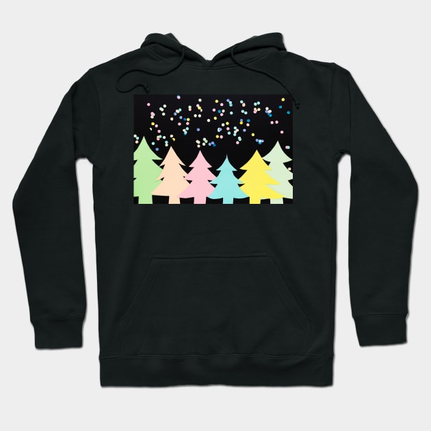 Confetti Snows Down On Colorful Paper Trees Hoodie by karinelizabeth